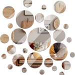 Jetec Real Glass Round Mirror Tiles Frameless Round Wall Mirrors Glass Mirror Tiles Wall-Mount Mirrors with Acrylic Double Sided Adhesive for Bedroom Bathroom Craft (28 Pcs, 1/2/3/4/5/6 Inch)