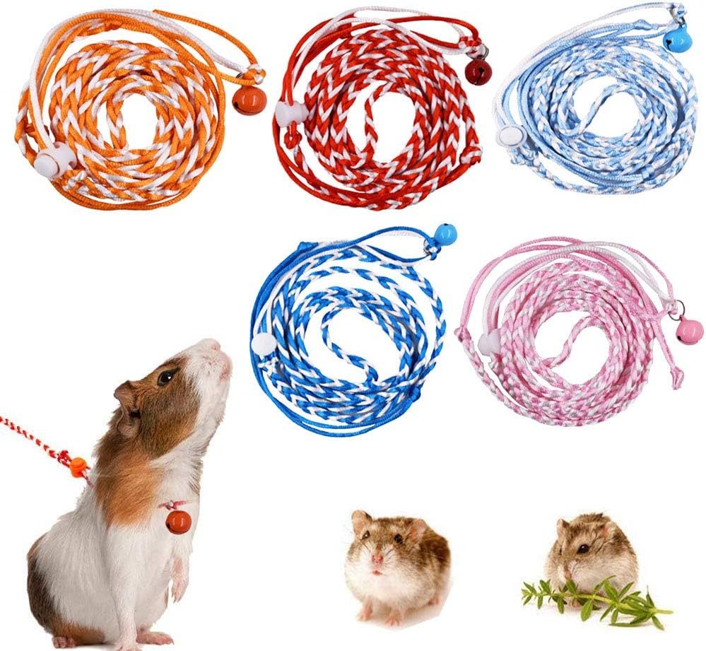 Hamster Harness 5 Pieces Adjustable Small Animal Bell Harness Rope Harness for Lead Walking Pet Gerbil, Rat, Mouse, Hamster Harness Hamster Harness 5 Pieces Adjustable Small Animal Bell Harness Rope Harness for Lead Walking Pet Gerbil, Rat, Mouse, Hamster Harness