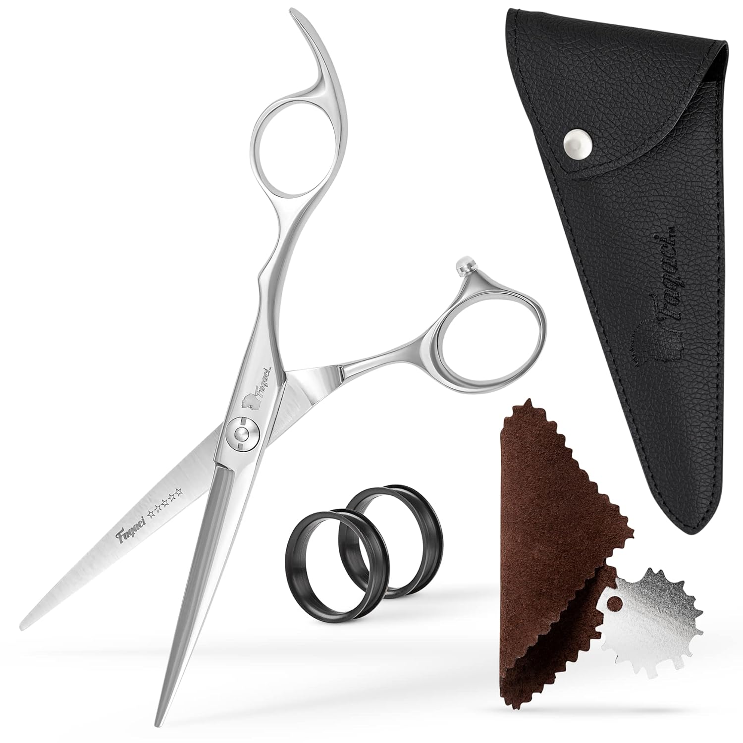 Fagaci Professional Hair Scissors 6" - Extremely Sharp Blades, Fine Cutting Shears Set for Men and Women, Barber Scissors Kit Fagaci Professional Hair Scissors 6" - Extremely Sharp Blades, Fine Cutting Shears Set for Men and Women, Barber Scissors Kit