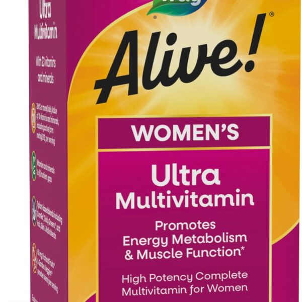 Nature's Way Alive! Ultra Multivitamin for Women, Complete Daily Women's Vitamins, High Potency Formula, Promotes Energy Metabolism and Muscle Function*, Vitamin A, C, D, Methylated B12, 60 Tablets