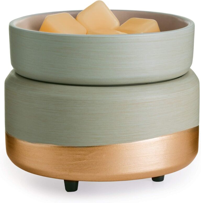 CANDLE WARMERS ETC 2-in-1 Candle and Fragrance Warmer for Warming Scented Candles or Wax Melts and Tarts with to Freshen Room, Midas