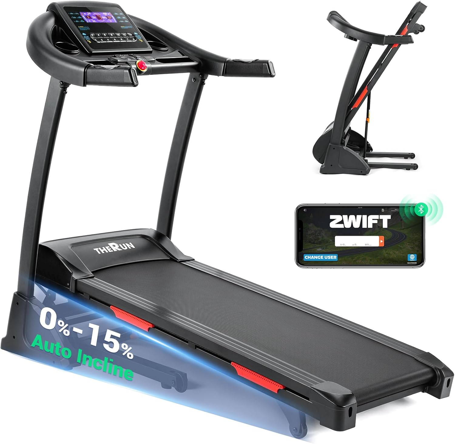 THERUN Incline Treadmill, Treadmills for Running and Walking, 300 lbs Weight Capacity Folding Treadmill with 0-15% Auto Incline, Wide Belt, 3.5 HP, App, Heart Rate THERUN Incline Treadmill, Treadmills for Running and Walking, 300 lbs Weight Capacity Folding Treadmill with 0-15% Auto Incline, Wide Belt, 3.5 HP, App, Heart Rate