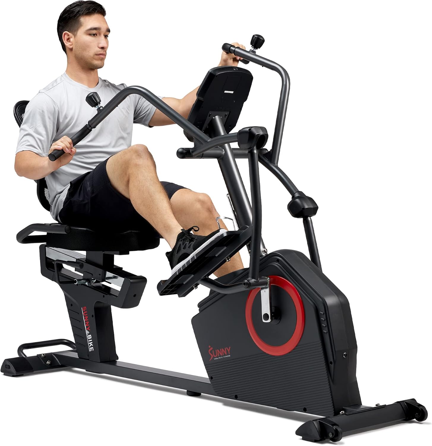 Sunny Health & Fitness Elite Recumbent Cross Trainer & Elliptical Machine with Arm Exercisers for Home Arm/Leg Training, Easy Adjust Seat & Mesh Backrest, Free SunnyFit App Bluetooth Connectivity Sunny Health & Fitness Elite Recumbent Cross Trainer & Elliptical Machine with Arm Exercisers for Home Arm/Leg Training, Easy Adjust Seat & Mesh Backrest, Free SunnyFit App Bluetooth Connectivity