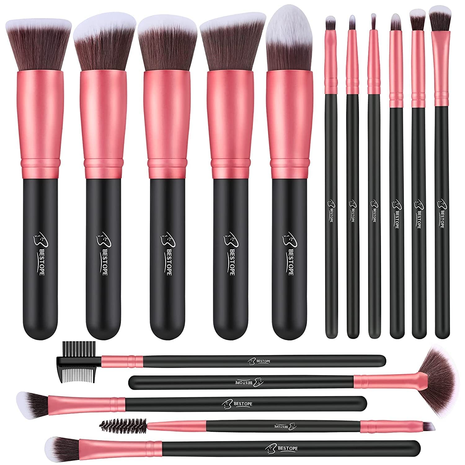 BESTOPE PRO Makeup Brushes 16 Pcs Makeup Brush Set, Blending Brush for Foundation, Premium Synthetic Powder Concealers Makeup Brushes for Eyes and Face, Eye Shadows Brushes, Eyeliner Make Up Brushes BESTOPE PRO Makeup Brushes 16 Pcs Makeup Brush Set, Blending Brush for Foundation, Premium Synthetic Powder Concealers Makeup Brushes for Eyes and Face, Eye Shadows Brushes, Eyeliner Make Up Brushes