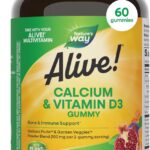Nature's Way Alive! Chewable Calcium Gummies with Vitamin D3, Daily Supplement Supports Healthy Bones and Teeth, and Muscle Function*, Strawberry and Raspberry-Lemonade Flavored, 60 Gummies