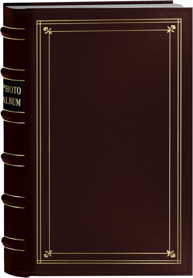 Pioneer Photo 204-Pocket Ring Bound Photo Album for 4 by 6-Inch Prints, Burgundy Bonded Leather with Gold Accents Cover
