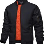 KEFITEVD Men's Bomber Jackets Fall Winter Windbreaker Warm Jacket Full Zip Padded Casual Work Coats