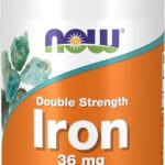 NOW Supplements, Iron 36 mg, Double Strength, Non-Constipating*, Essential Mineral, 90 Veg Capsules