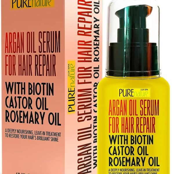 Moroccan Argan Oil Hair Serum - Rescue Frizzy and Damaged Locks - With Heat Protectant and Straightening Properties - Hydrating Anti Frizz Products For Curly and Straight Hair with Split Ends