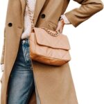 Yidarer Women's Winter Wool Coat Mid-Long Notch Lapel Single Breasted Peacoat Casual Trench Coats Outwear