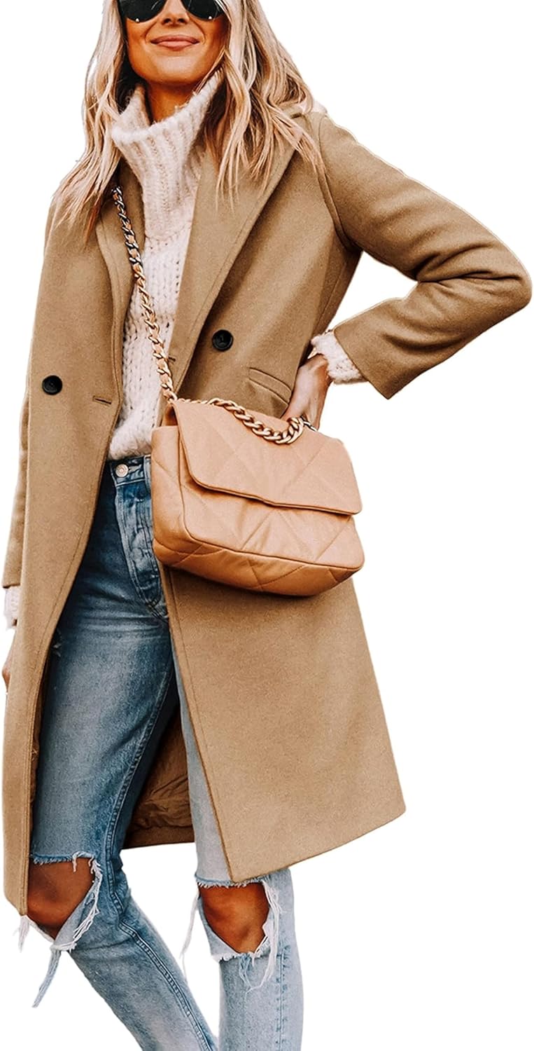 Yidarer Women's Winter Wool Coat Mid-Long Notch Lapel Single Breasted Peacoat Casual Trench Coats Outwear Yidarer Women's Winter Wool Coat Mid-Long Notch Lapel Single Breasted Peacoat Casual Trench Coats Outwear