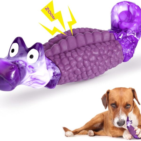 HGB Tough Dog Chew Toys for Aggressive Chewers, Squeaky Indestructible Dog Toy for Large Dogs to Keep Them Busy & Reduce Boredom for Small, Medium, Large Breed, Bacon Flavor