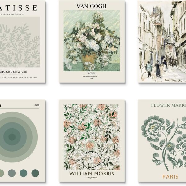 Habseligkeit Sage Green Master Wall Art Prints, Abstract Matisse Wall Art Exhibition Posters, Vintage Art Boho Art Prints, Retro Room Decor for Aesthetic Bedroom11x14inch, Unframed