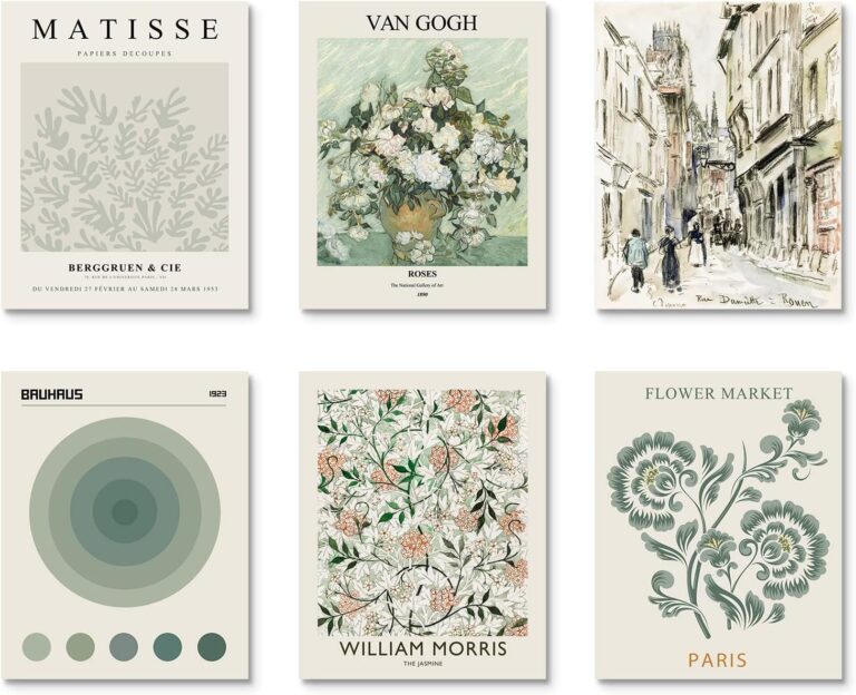 Habseligkeit Sage Green Master Wall Art Prints, Abstract Matisse Wall Art Exhibition Posters, Vintage Art Boho Art Prints, Retro Room Decor for Aesthetic Bedroom11x14inch, Unframed