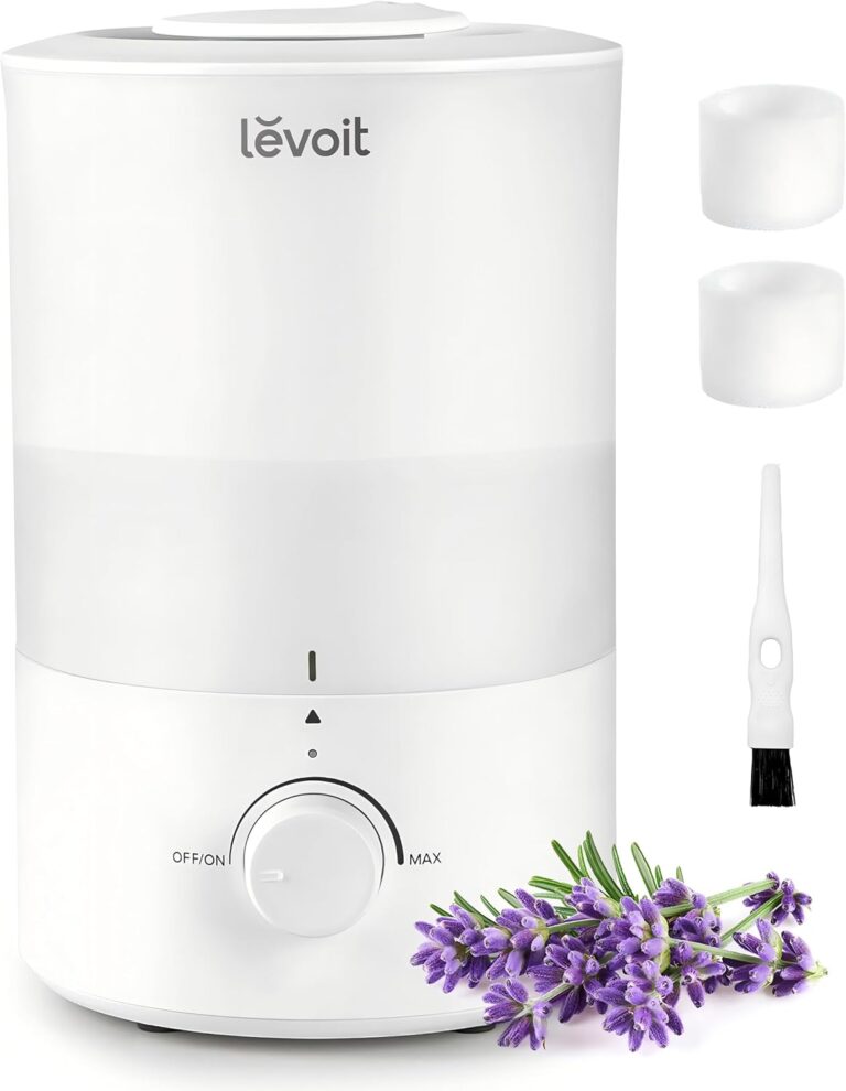 LEVOIT - Humidifiers for Bedroom - Quiet (3L Water Tank) - Cool Mist/Top Fill/Essential Oil Diffuser/25Watt - Home/Large Room - 360 Nozzle - Rapid Ultrasonic Humidification for Baby Nursery/Plant