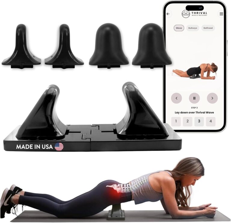 Thrival Deep Tissue Pro - Fully Adjustable Psoas Muscle Release Tool with Thrival App for Hip Flexor, Back, Glute, Iliacus, and Neck Pain - Trigger Point and Myofascial Release Tool  Carbon Black