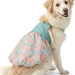 FLAdorepet Dog Dress for Large Dogs Girls,Floral Dog Wedding Dress Birthday Easter Dresses,Spring Summer Dog Clothes for Bulldog Labrador Rottweiler (Pink, 6XL(Chest 32.2 inch))