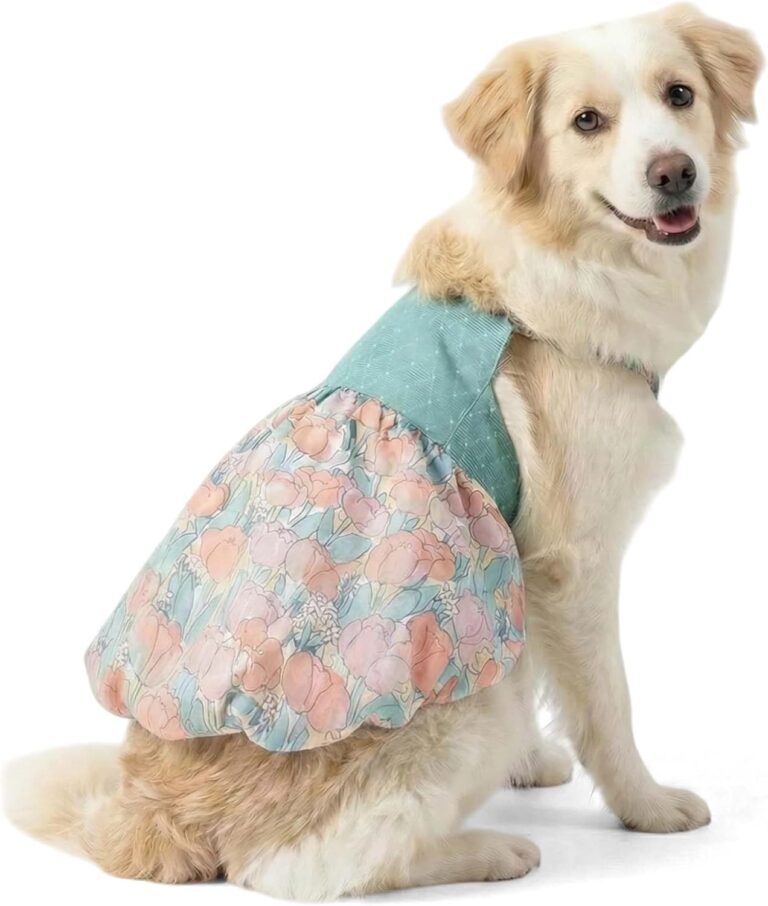 FLAdorepet Dog Dress for Large Dogs Girls,Floral Dog Wedding Dress Birthday Easter Dresses,Spring Summer Dog Clothes for Bulldog Labrador Rottweiler (Pink, 6XL(Chest 32.2 inch))