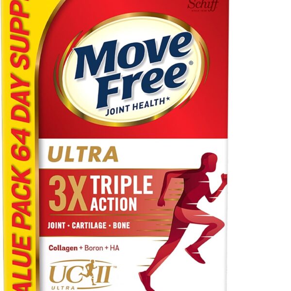 Move Free Ultra Triple Action Joint Support Supplement - Type II Collagen Boron & Hyaluronic Acid - Supports Joint Comfort, Cartiliage & Bones in 1 Tiny Pill Per Day, 64 Tablets (64 servings)*