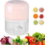 Mini Food Processor Garlic Chopper, 3 Blades Electric Veggie Vegetable Chopper, Garlic Slicer, Chopper Vegetable Cutter Meat Garlic Mincer, 250ml Portable Small USB Chopper for Chili Onion Fruit Meat