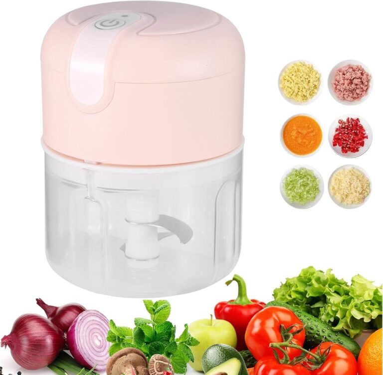Mini Food Processor Garlic Chopper, 3 Blades Electric Veggie Vegetable Chopper, Garlic Slicer, Chopper Vegetable Cutter Meat Garlic Mincer, 250ml Portable Small USB Chopper for Chili Onion Fruit Meat