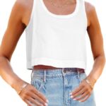 Aoysky Womens Cotton Crop Tops Casual Loose Tank Top Sleeveless Basic Cropped Athletic Yoga Workout Shirt