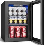 Feelfunn 24 Cans Beverage Refrigerator Cooler - Mini Fridge with Digital Temperature Control, Soda Wine Beer Drink Fridge - Small Refrigerator for Office Home Bedroom Dorm Bar, Black