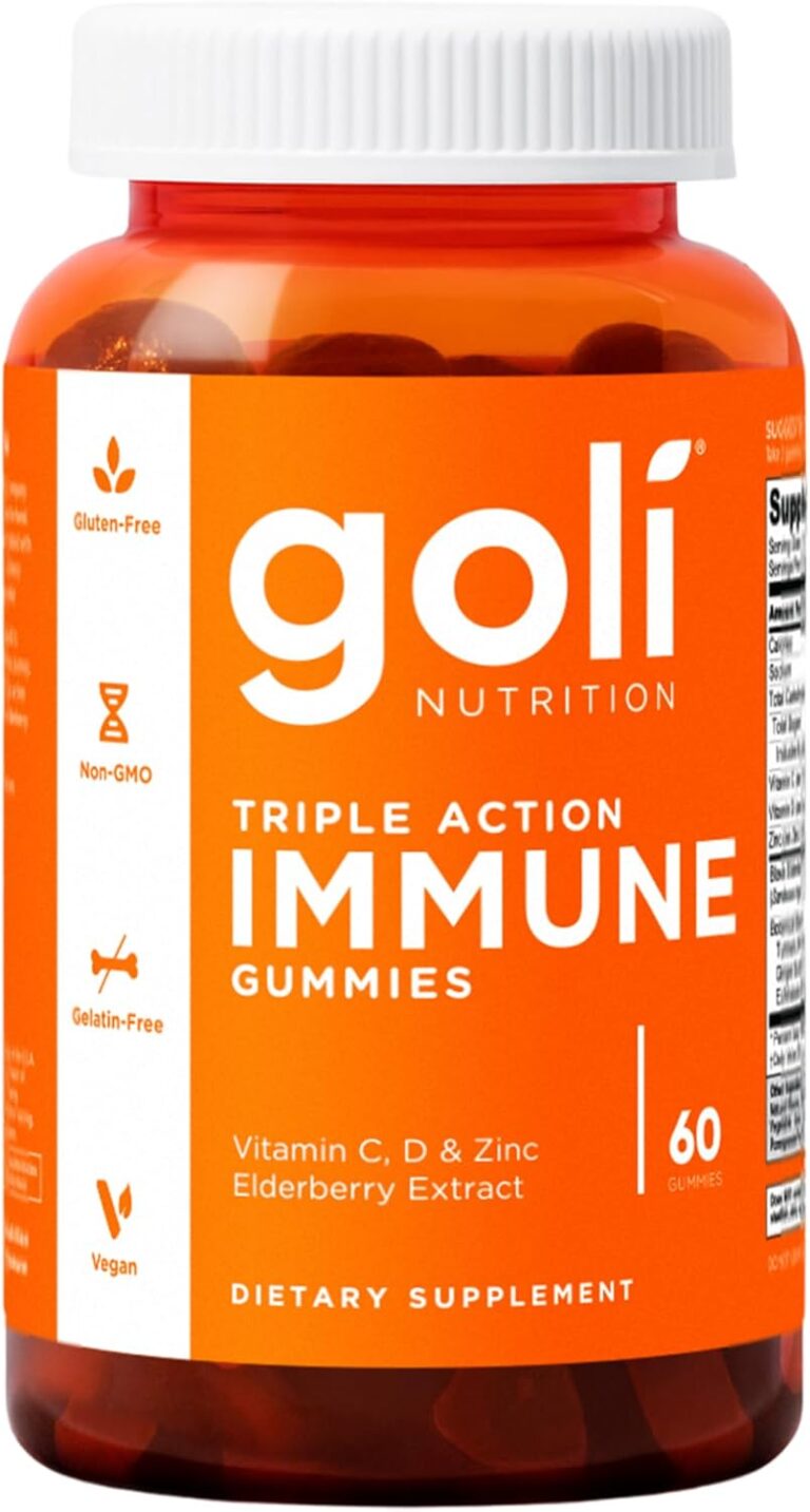 Goli Immune Vitamin Gummy - 60 Count - Elderberry, Vitamin C, D & Zinc, Vegan, Non-GMO, Gluten-Free & Gelatin-Free, Pack of 1