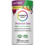 Rainbow Light Prenatal Multivitamin One + for Women with Probiotics | 150 Caplets | Essential Nutrition for Mom & Baby | with Vitamins C & D, Folate, Choline, Iron and More