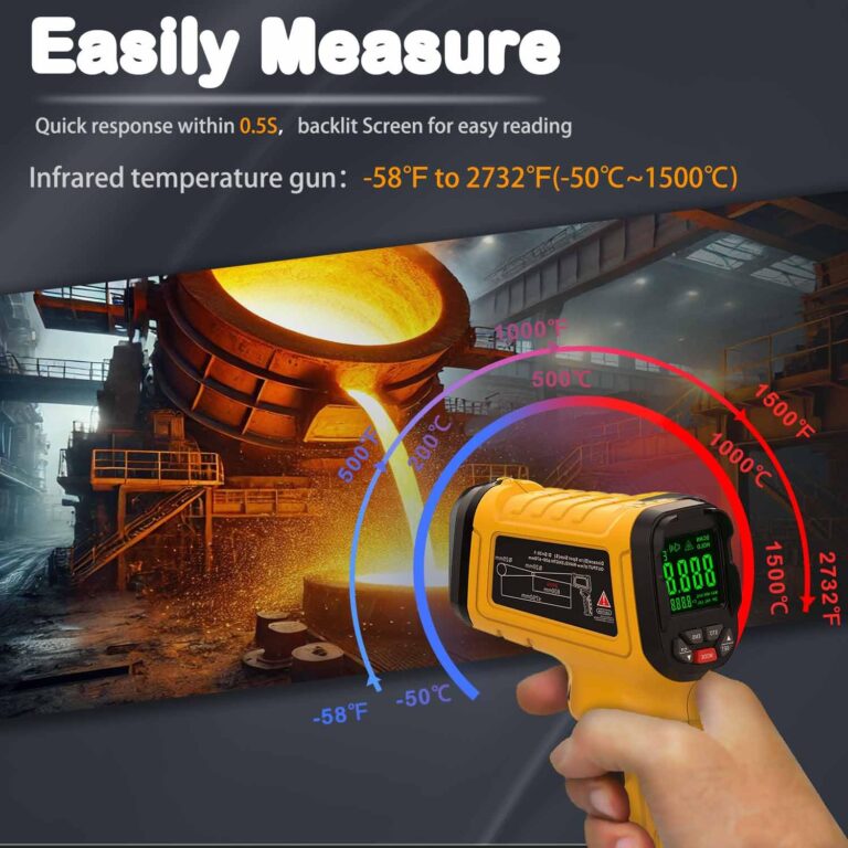 Infrared Thermometer High Temperature Gun -58~2732, 50:1 Distance Ratio, Digital Laser IR Temp Gun for Cooking, Pizza Oven, Engine, Kilns, Forges, Industry, and Home Repair.