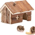 Hamster Wooden Hideout House Natural Pet Rats Climbing Play Hut Hideaway Room for Dwarf Hamster, Small Mouse, Rat,Gerbil and Other Pet Small Animals