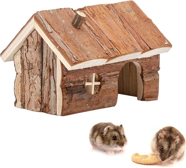Hamster Wooden Hideout House Natural Pet Rats Climbing Play Hut Hideaway Room for Dwarf Hamster, Small Mouse, Rat,Gerbil and Other Pet Small Animals