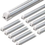 Barrina LED Shop Lights 4FT, 40W 5500LM 5000K Daylight White, T8 LED Garage Lights, V Shape, Clear Cover, High Output Tube, Linkable 4 Foot LED Strip Light for Workshop, Warehouse with Plug, 10 Packs