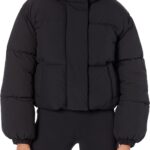 Amazon Essentials Women's Cropped Full-Zip Puffer Jacket, Winter Warm, Stand Collar