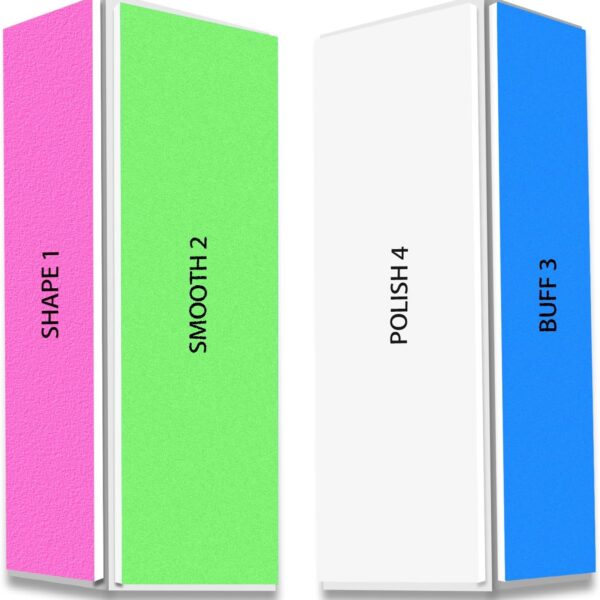 4 Way Nail Buffer Block (2 Pcs), Nail Shine Buffers Blocks Files for Natural and Acrylic Nails Smoother Buffing Block Polisher Fingernail File Buffer 120/240/600/3000 Grit for Buffing Shinning