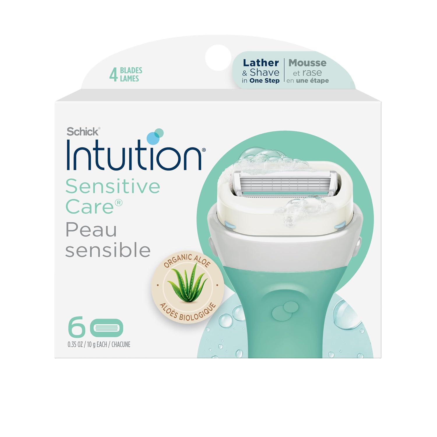 INTUITION Schick Refill, Razors for Women Sensitive Skin | Intuition Razor Blades Refill with Organic Aloe, Razor Refills , 6 Count (Pack of 1) INTUITION Schick Refill, Razors for Women Sensitive Skin | Intuition Razor Blades Refill with Organic Aloe, Razor Refills , 6 Count (Pack of 1)