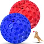 2 Pack Indestructible Squeaky Dog Balls for Aggressive Chewers, Interactive Dog Toys for Teething, Relieving Anxiety. Chew Toy for Large, Medium Breeds, Outdoor Rubber Balls.