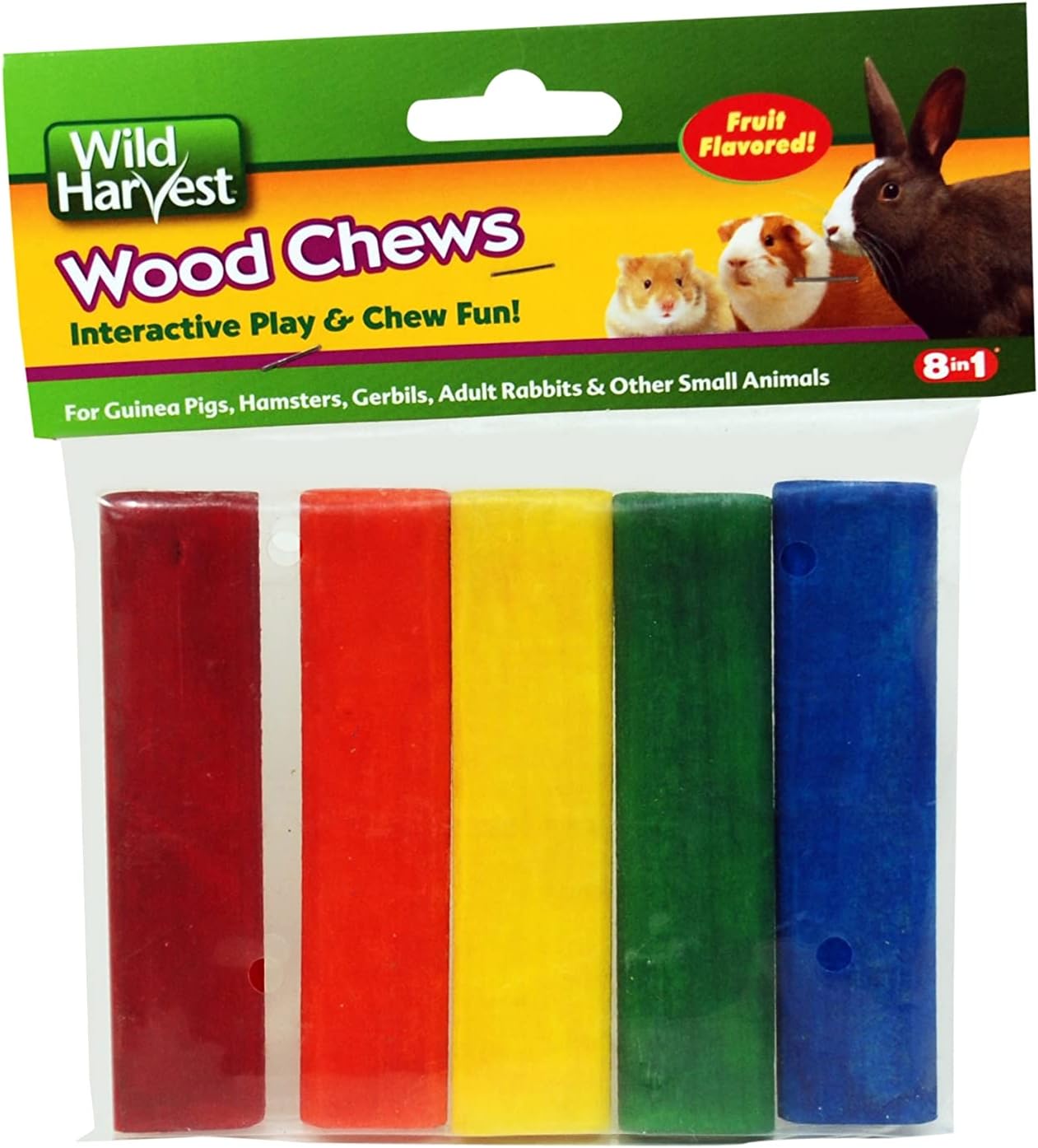 Wild Harvest P-84127 Colored Wood Chews for Small Animals, Fruit Flavored, 5-Count Wild Harvest P-84127 Colored Wood Chews for Small Animals, Fruit Flavored, 5-Count
