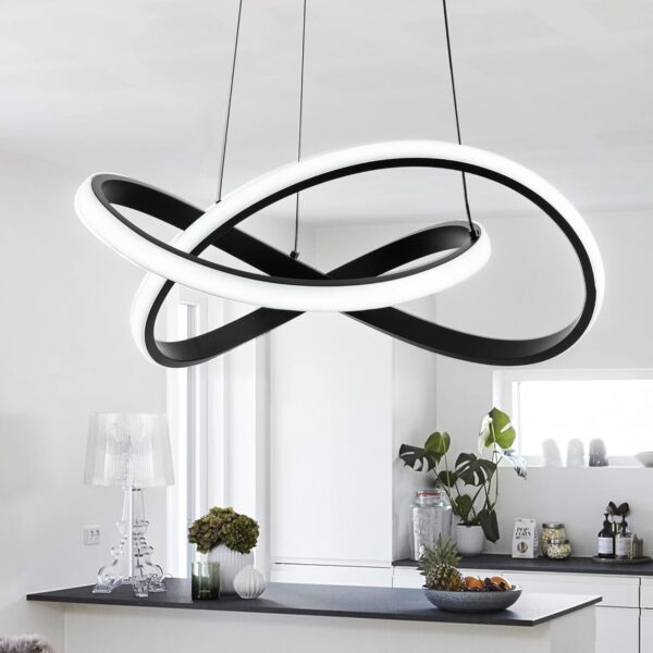 MAYNA Modern LED Pendant Light Fixture, Contemporary LED Chandelier with Irregular Ring Lights, Adjustable Modern Chandeliers for Dining Room Kitchen Entryway Living Room Bedroom, 6000K Daylight