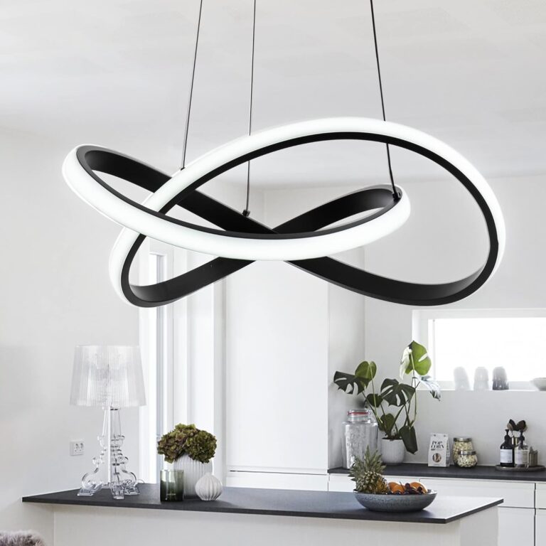 MAYNA Modern LED Pendant Light Fixture, Contemporary LED Chandelier with Irregular Ring Lights, Adjustable Modern Chandeliers for Dining Room Kitchen Entryway Living Room Bedroom, 6000K Daylight