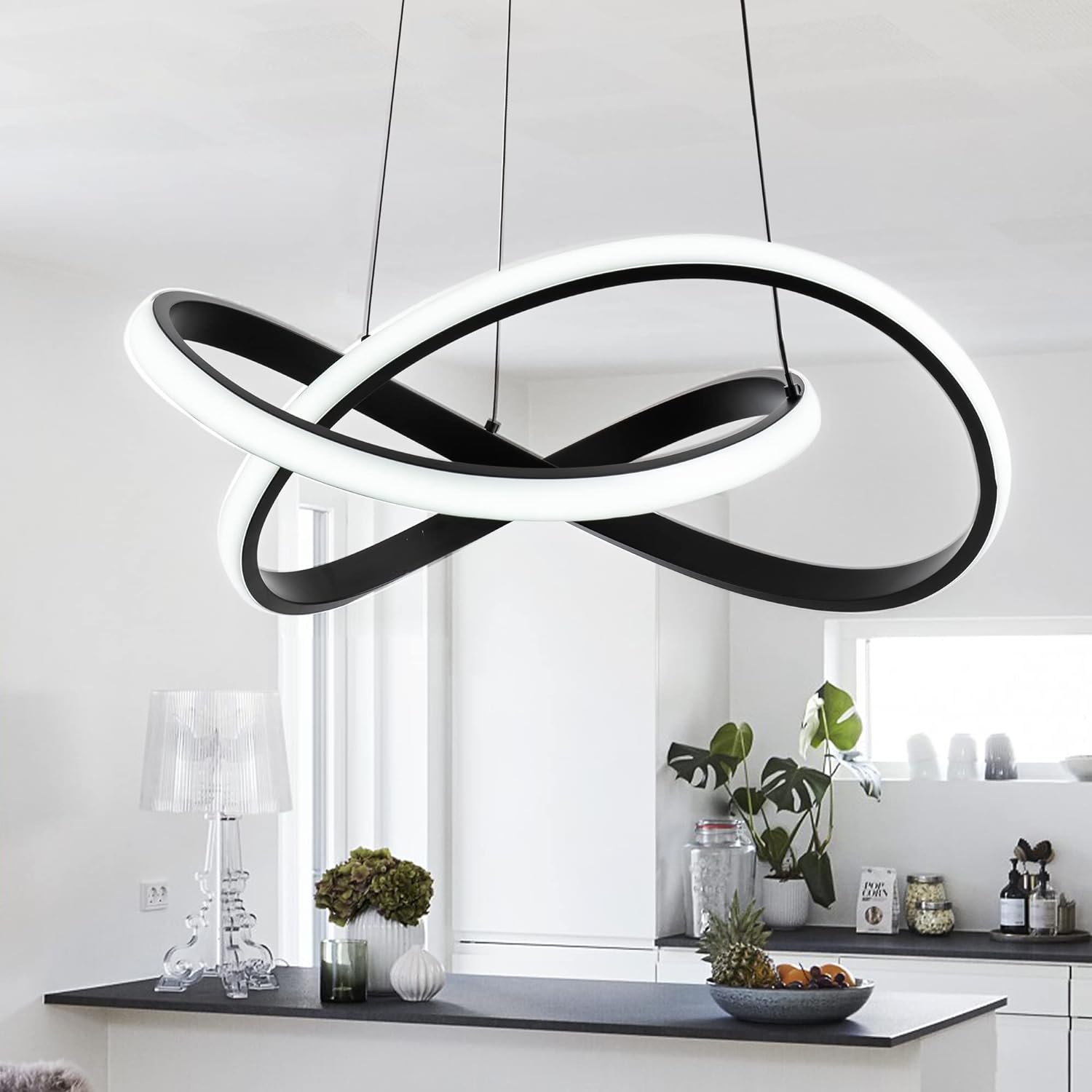 MAYNA Modern LED Pendant Light Fixture, Contemporary LED Chandelier with Irregular Ring Lights, Adjustable Modern Chandeliers for Dining Room Kitchen Entryway Living Room Bedroom, 6000K Daylight MAYNA Modern LED Pendant Light Fixture, Contemporary LED Chandelier with Irregular Ring Lights, Adjustable Modern Chandeliers for Dining Room Kitchen Entryway Living Room Bedroom, 6000K Daylight