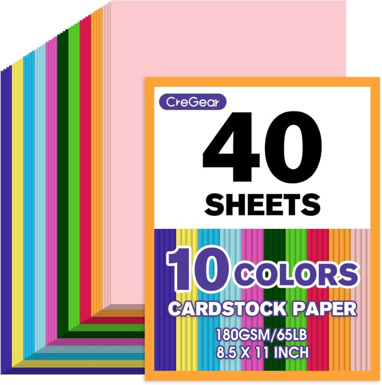 CreGear 40 Sheets Colored Cardstock Printer Paper 8.5 x 11, 10 Assorted Colors Card Stock, 180gsm/65lb Multicolor A4 Colorful Construction Paper for Crafting, Christmas DIY Card Making, Scrapbooking