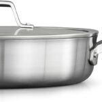 Calphalon Premier Stainless Steel 5-Quart Saut Pan with Lid, 3-Layer Metal Construction, Oven & Dishwasher Safe