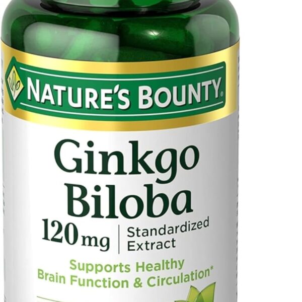 Nature's Bounty Ginkgo Biloba Capsules 120mg, Memory Support Supplement, Supports Brain Function and Mental Alertness, 100 Capsules