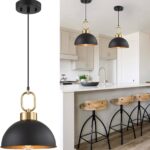 Farmhouse Pendant Lights Kitchen Island,10.2 Inch Single Dome Pendant Lighting, Adjustable Height Modern Island Lights for Kitchen, Industrial Ceiling Hanging Light for Dining Living Room Over Sink