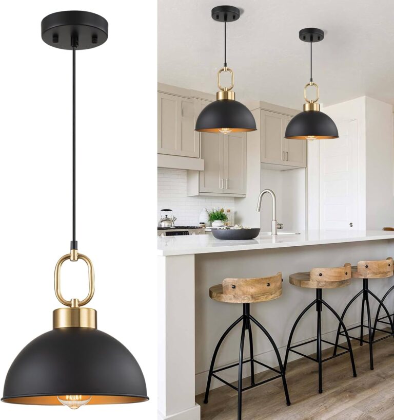 Farmhouse Pendant Lights Kitchen Island,10.2 Inch Single Dome Pendant Lighting, Adjustable Height Modern Island Lights for Kitchen, Industrial Ceiling Hanging Light for Dining Living Room Over Sink