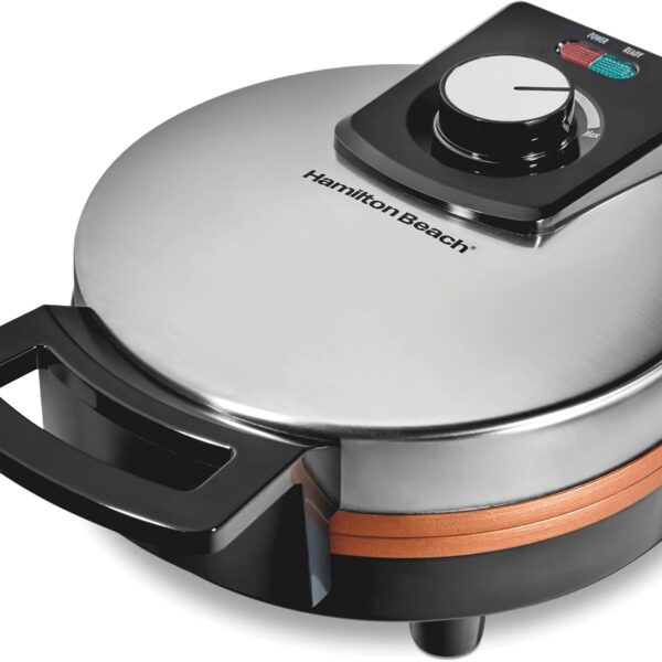 Hamilton Beach Belgian Waffle Maker with PFAS-Free Non-Stick Ceramic-Coated Plates, Browning Control, Indicator Lights, Stainless Steel (26081)