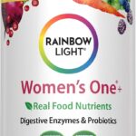 Rainbow Light Womens Multivitamin One + | 30 Caplets | Real Food Nutrients, Digestive Enzymes & Probiotics