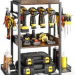 Olakee Power Tool Organizer Garage Storage Organization Shelving Tool Holder Drill Rack Shelf Rolling Cart Open Tool Chest Cabinet Box Organizer with Wheels Workshop Garage Gift Ideas for Men Dad