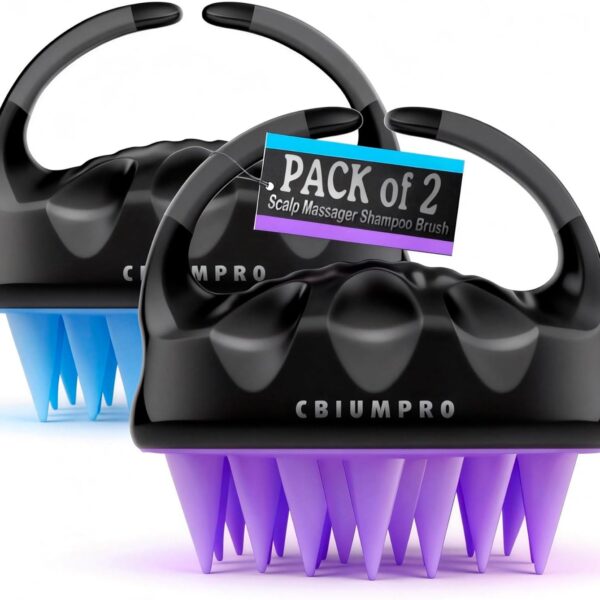 Cbiumpro 2-Pack Scalp Massager Shampoo Brush, Ultra Soft Silicone Scalp Scrubber Exfoliator Brush for Hair Growth & Dandruff Removal - 100% Fit All Hair Types